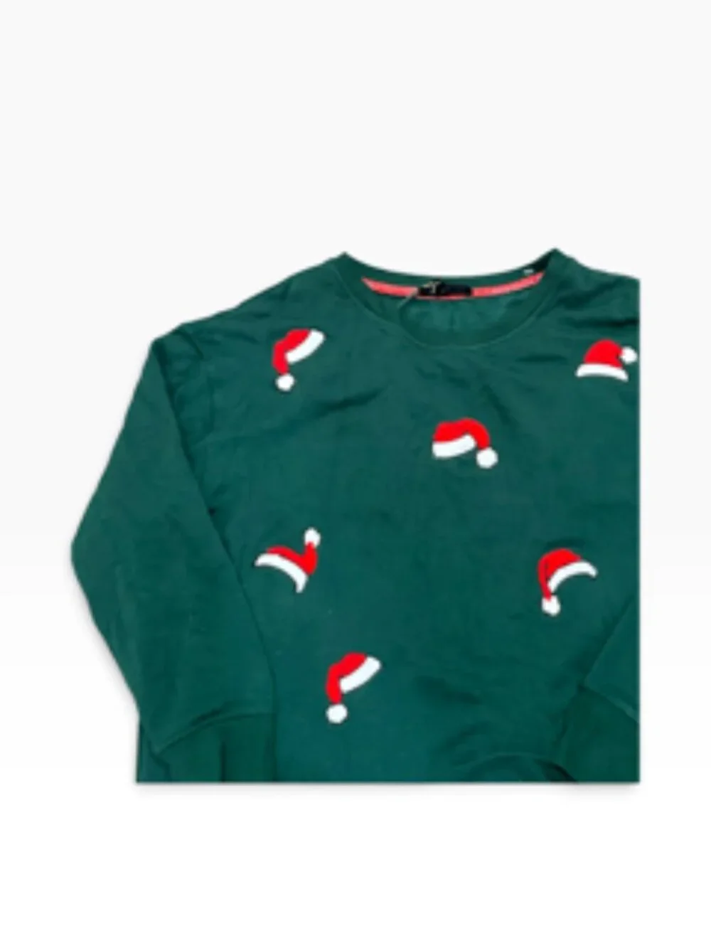NEW Jane & Delaney Sweater Women’s Large Green Santa Hat Embroidery NWT
